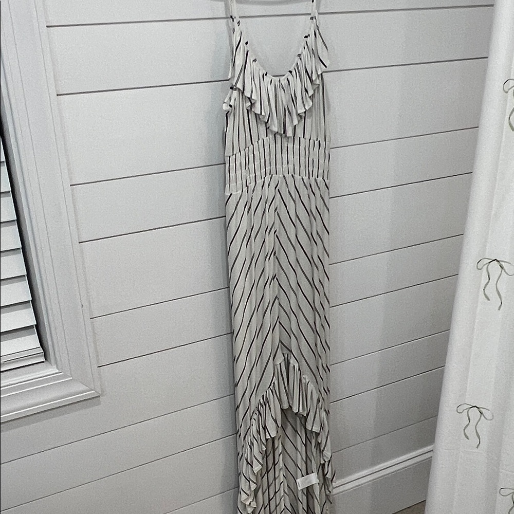 Express Black and White Striped High Low Dress